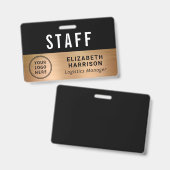 会社イベントロゴスタッフ従業員金ゴールドID バッジ (正面＆裏面)