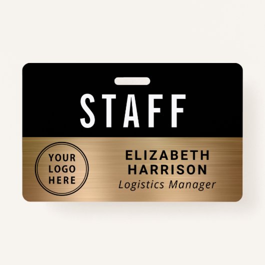 会社イベントロゴスタッフ従業員金ゴールドID バッジ (正面)