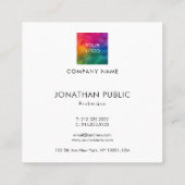 会社エレガントのモダンロゴをここにプロフェッショナル スクエア名刺 (裏面)