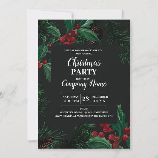 会社エレガントカクテルのクリスマスパーティー招待 招待状 (正面)