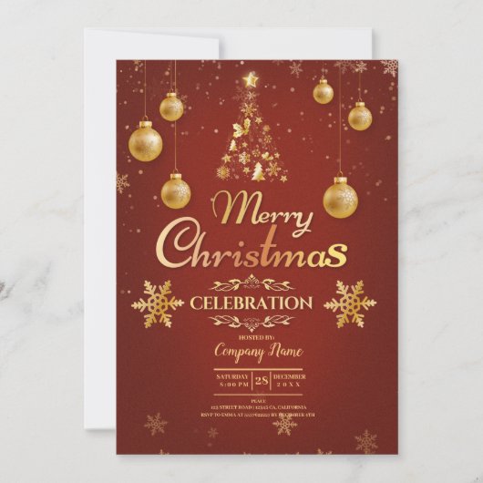 会社エレガントカクテルのクリスマスパーティー招待 招待状 (正面)