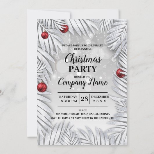 会社エレガントカクテルのクリスマスパーティー招待 招待状 (正面)