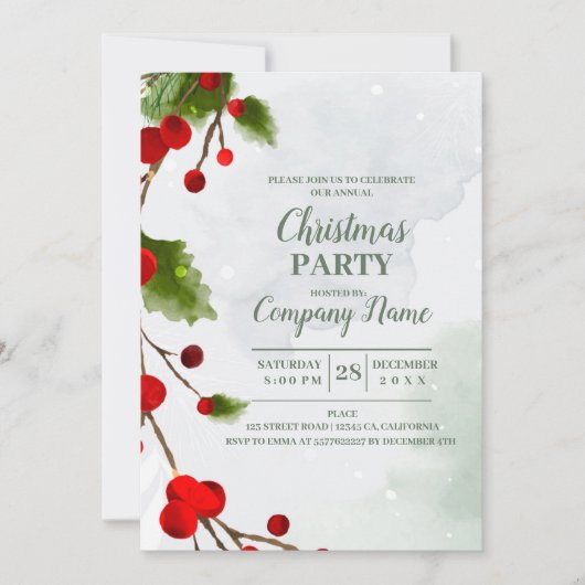 会社エレガントカクテルクリスマスパーティー 招待状 (正面)