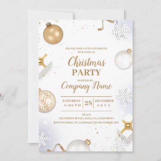 会社エレガントカクテルクリスマスパーティー 招待状 (正面)