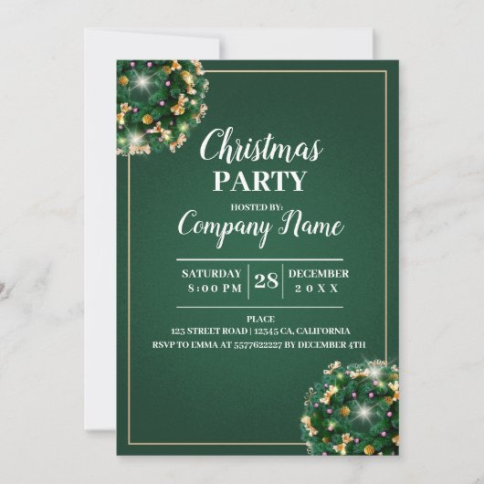 会社エレガントカクテルクリスマスパーティー 招待状 (正面)