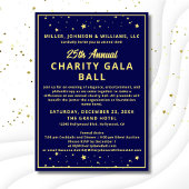 会社エレガントチャリティーガラボールブルー金ゴールド 招待状