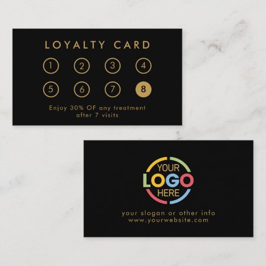 会社エレガントモダンのビジネスロゴブラックと金ゴールド ロイヤリティカード (正面/裏面)