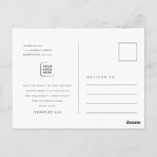 会社エレガントArch写真クリスマス ポストカード (裏面)