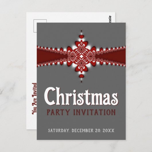 会社オフィススタイリッシュクリスマスパーティー招待状 ポストカード (正面/裏面)