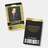 会社オフィス従業員カスタムフォトバーコードロゴ バッジ (正面＆裏面)