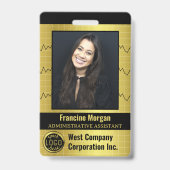 会社オフィス従業員カスタムフォトバーコードロゴ バッジ (正面)