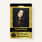 会社オフィス従業員カスタムフォトバーコードロゴ バッジ (正面)