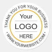 会社カスタマイズのロゴ「お忙しいところどうもありがとう」 ラウンドシール (正面)