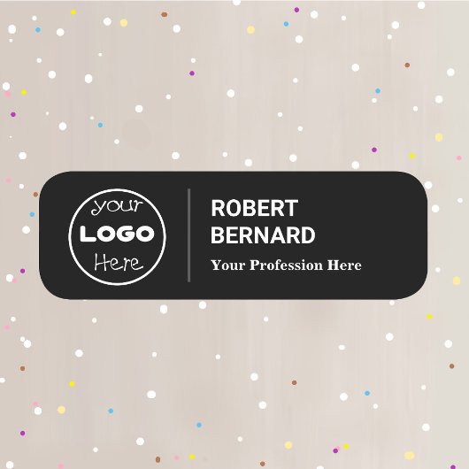 会社カスタムのビジネスモダンロゴ白黒 名札