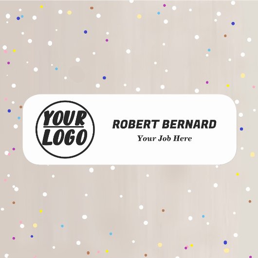 会社カスタムのロゴとタイトルモダンホワイト 名札