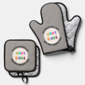 会社カスタムのロゴと文字ギフト 鍋つかみ&鍋敷きセット (正面/裏面)