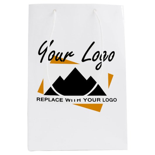 会社カスタムのロゴを追加するデザイン ミディアムペーパーバッグ (正面)