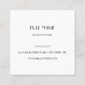 会社カスタムのロゴ、プロフェッショナル、白 スクエア名刺 (裏面)