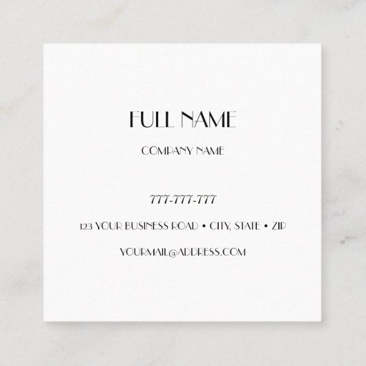 会社カスタムのロゴ、プロフェッショナル、白 スクエア名刺 (裏面)