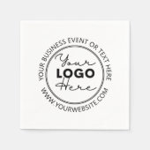 会社カスタムまたはビジネスイベントのロゴホワイト スタンダードカクテルナプキン (正面)