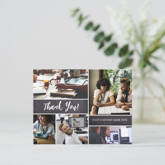 会社カスタムスタッフフォトコラージュ ポストカード (スタンド正面)
