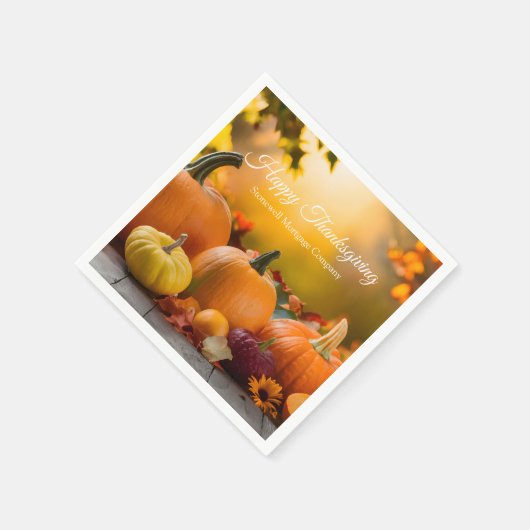 会社カスタムハッピーサンクスギビングカボチャパーティー スタンダードカクテルナプキン (角)