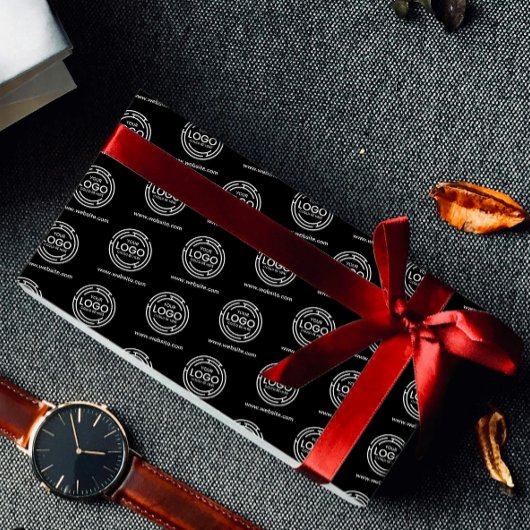 会社カスタムブランドのブラックビジネスロゴ ラッピングペーパー