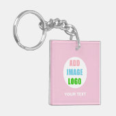 会社カスタムプロフェッショナルビジネスロゴピンク キーホルダー (正面左)