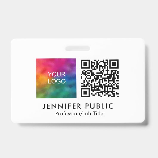 会社カスタムロゴはこちらQRコードテンプレート バッジ (正面)