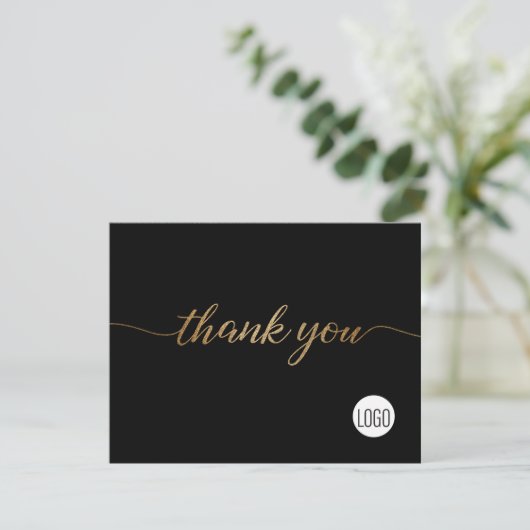 会社カスタムロゴソーシャル金ゴールドブラック サンキューカード (スタンド正面)
