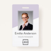 会社カスタムロゴバーコード社員の写真赤面 バッジ (正面)