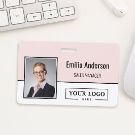 会社カスタムロゴバーコード社員の写真赤面 バッジ