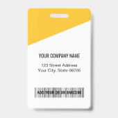 会社カスタムロゴバーコード社員フォトイエロー バッジ (裏面)