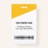 会社カスタムロゴバーコード社員フォトイエロー バッジ (裏面)