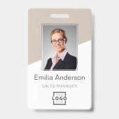 会社カスタムロゴバーコード社員フォトトゥーペ バッジ (正面)