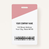会社カスタムロゴバーコード社員フォトピンク バッジ (裏面)