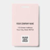 会社カスタムロゴバーコード社員フォトピンク バッジ (裏面)