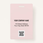 会社カスタムロゴバーコード社員フォトピンク バッジ (裏面)