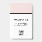 会社カスタムロゴバーコード社員フォトピンク バッジ (裏面)