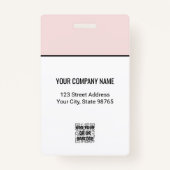 会社カスタムロゴバーコード社員フォトピンク バッジ (裏面)