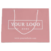 会社カスタムロゴビジネスのプロモーションピンク ラージペーパーバッグ (正面)