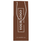 会社カスタムロゴビジネスのプロモーション茶色 ワインギフトバッグ (正面)