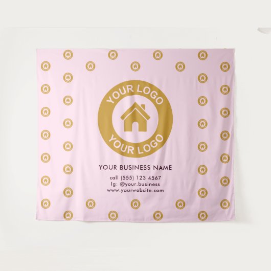 会社カスタムロゴビジネスイベントピンクタペストリー タペストリー (正面(横))