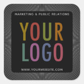 会社カスタムロゴ付きブラックスクエアステッカー スクエアシール (正面)