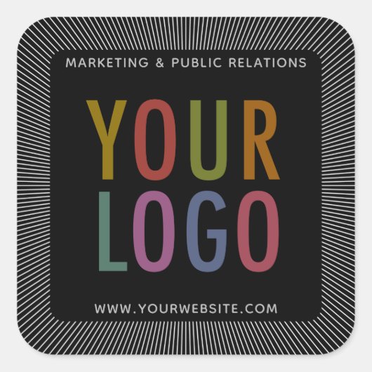 会社カスタムロゴ付きブラックスクエアステッカー スクエアシール (正面)