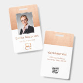 会社カスタムロゴ基本バーコード社員の写真 バッジ (正面＆裏面)