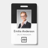 会社カスタムロゴ基本バーコード社員の写真 バッジ (正面)