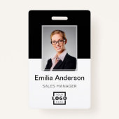 会社カスタムロゴ基本バーコード社員の写真 バッジ (正面)