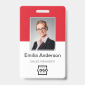 会社カスタムロゴ基本バーコード社員の写真 バッジ (正面)