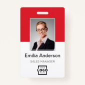 会社カスタムロゴ基本バーコード社員の写真 バッジ (正面)